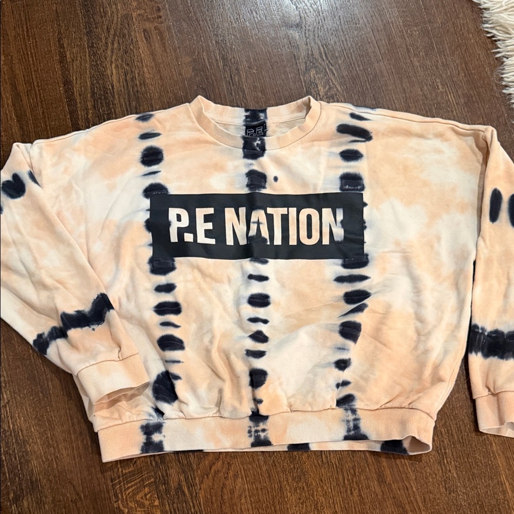 P.E Nation Peach and Black Tie-Dye Sweatshirt